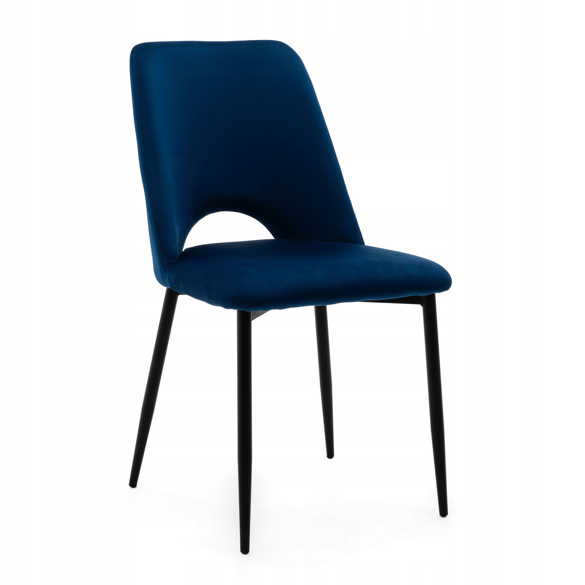 VELOUR UPHOLSTERED CHAIR FOR DINING ROOM GLAMOUR NAVY BLUE ORO