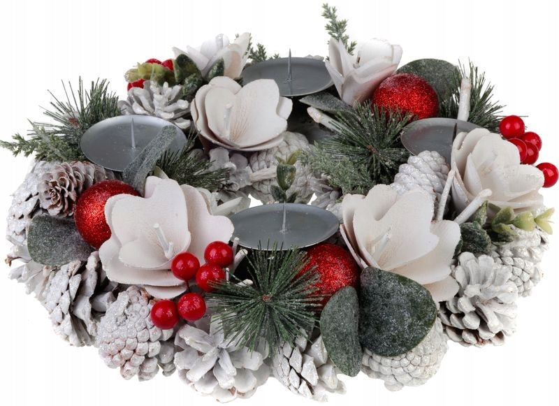 VENČEK alebo DEKORÁCIA vianočná, prírodná, biela, adventná, 30 cm