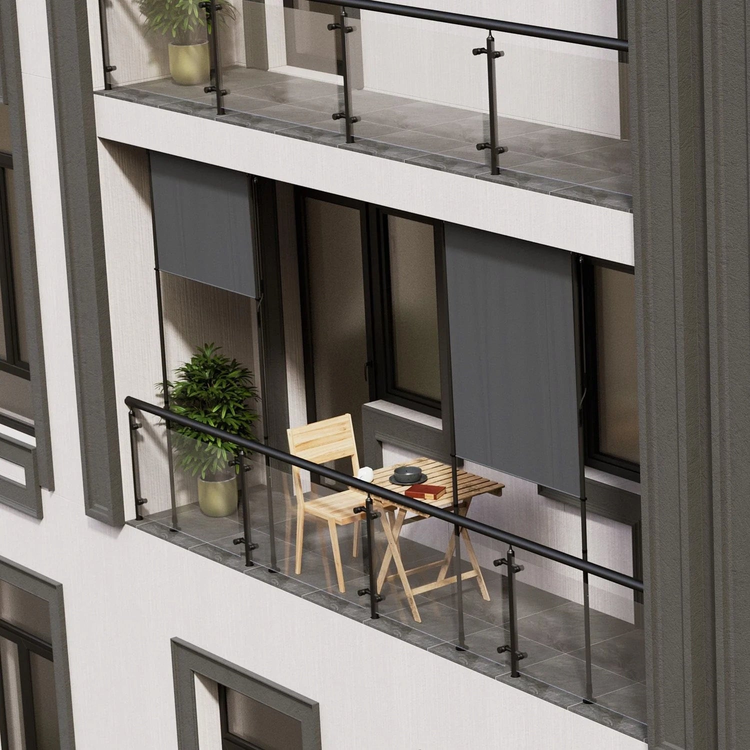 VERTICAL AWNING 200x310 CM EXPANSION BALCONY TERRACE ANTHRACITE BLIND Packaging status original