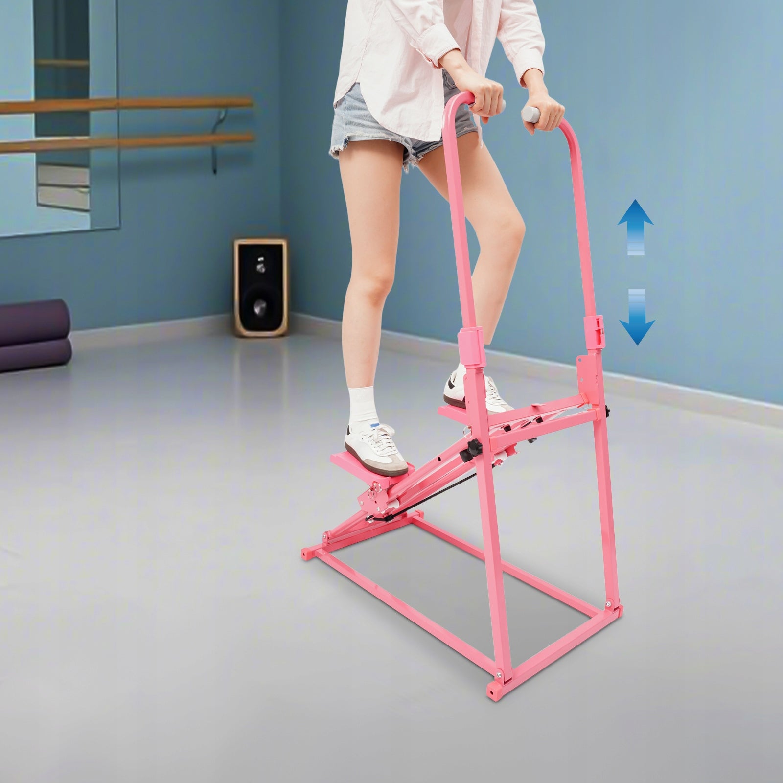 VERTICAL CLIMBING MACHINE FOLDABLE STAIR STEPPER 77*50*121-140 CM PINK Packaging status original