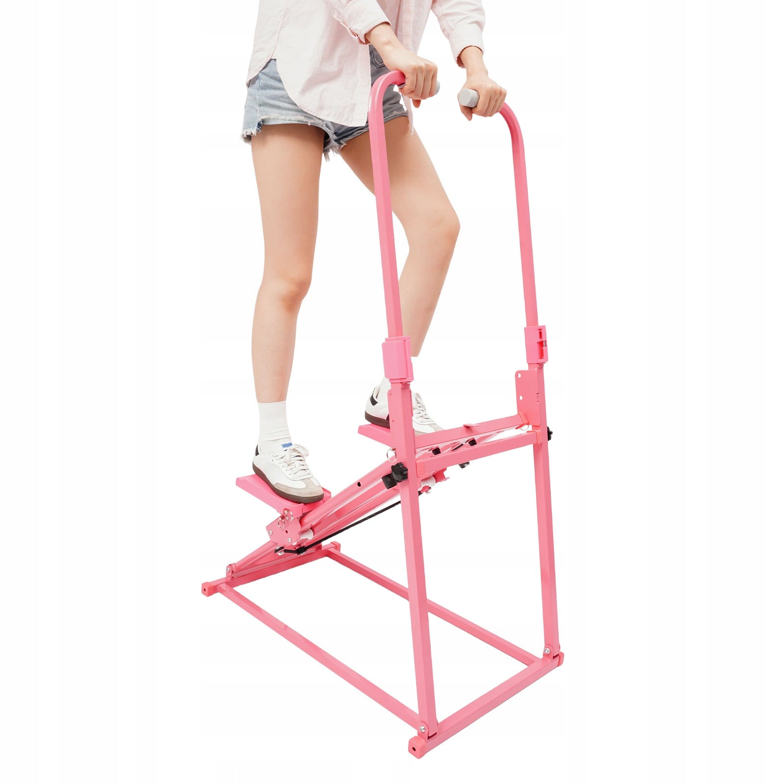 VERTICAL CLIMBING MACHINE FOLDABLE STAIR STEPPER 77*50*121-140 CM PINK