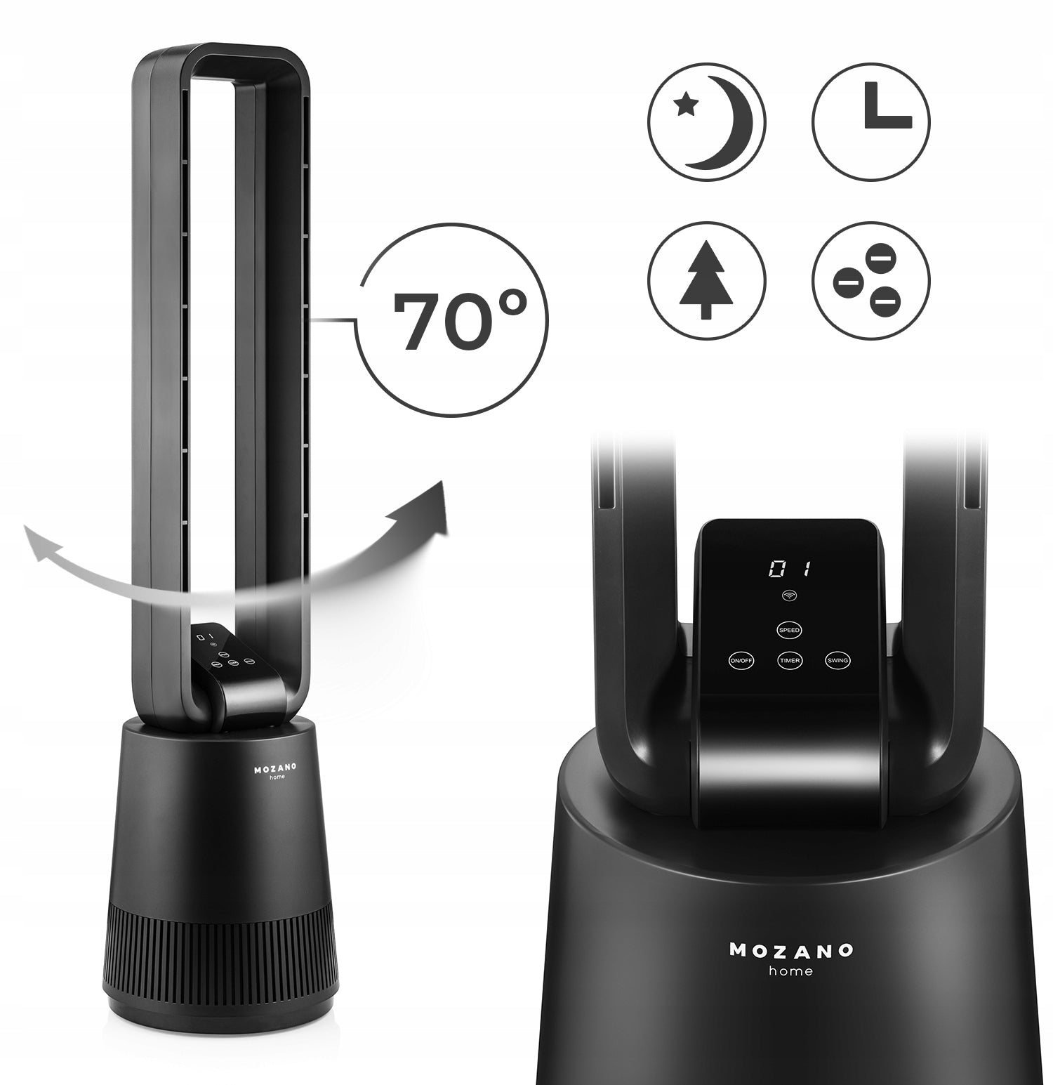 VERTICAL FAN COLUMN REMOTE CONTROL WIFI IONIZATION Brand Mozano