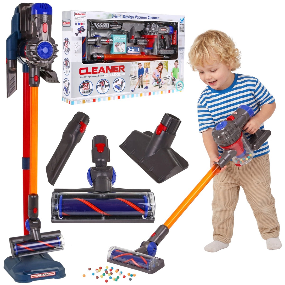VERTICAL HANDHELD VACUUM CLEANER FOR KIDS CLEANING KIT for toys 3in1 + BALLS