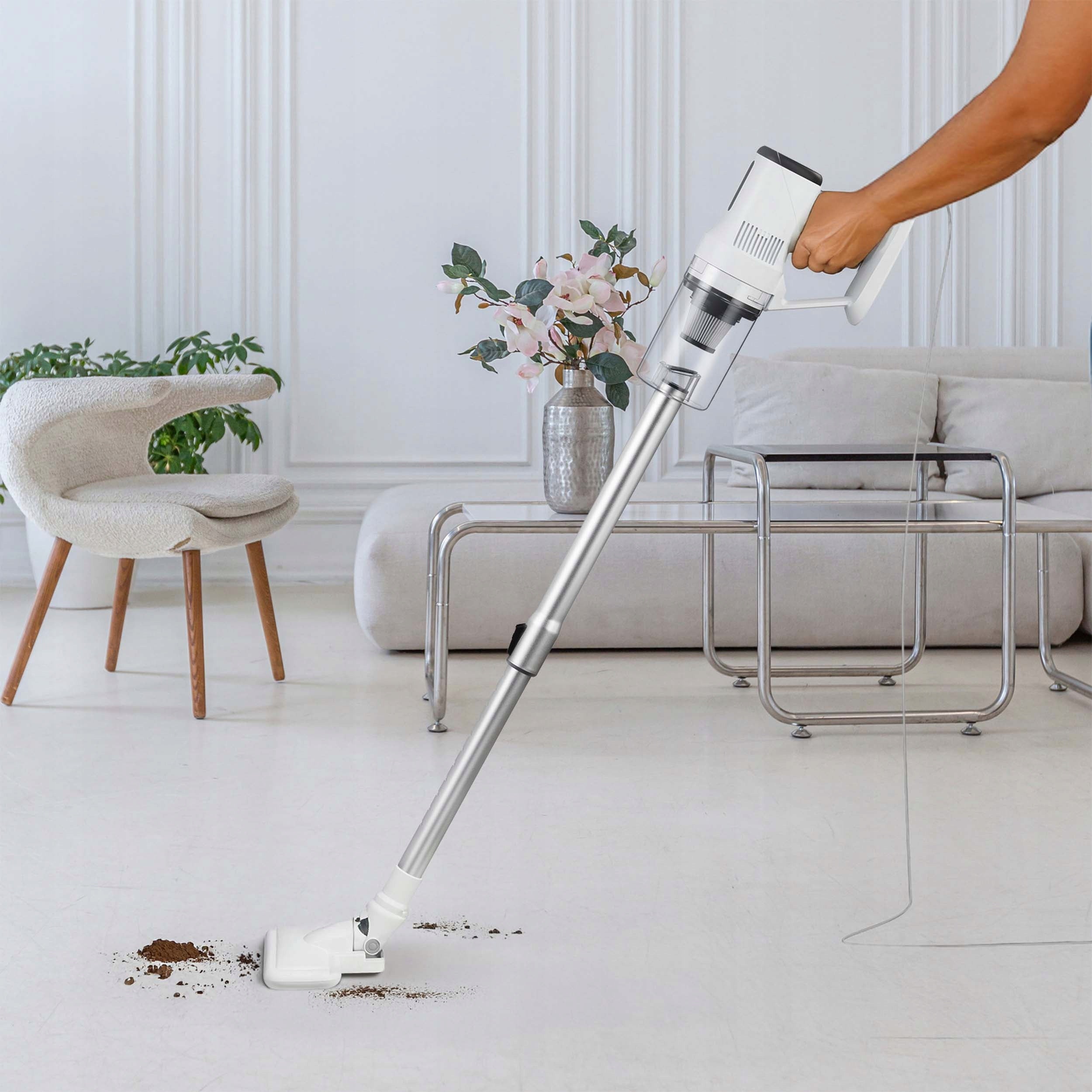 VERTICAL VACUUM CLEANER BAGLESS CORDED HANDHELD POWERFUL 2in1 600W HEPA H13 Model Odkurzacz pionowy bezworkowy ręczny 2w1 VC003WH
