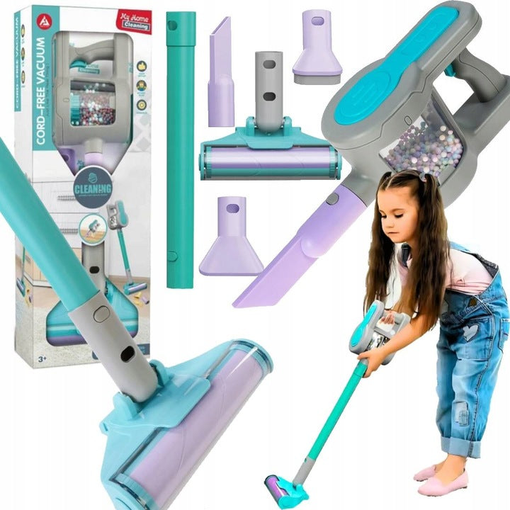 VERTICAL VACUUM CLEANER FOR CHILDREN PULLS HOUSEHOLD APPLIANCES BATTERY OPERATED suction function 4IN1