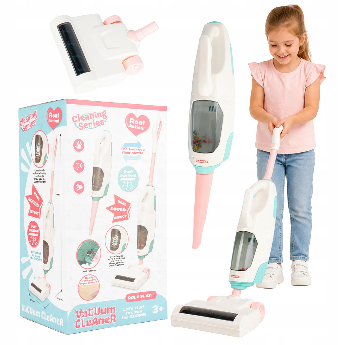 VERTICAL VACUUM CLEANER FOR CHILDREN WIRELESS WITH SUCTION FUNCTION WITH 2IN1 SOUND Packaging status original