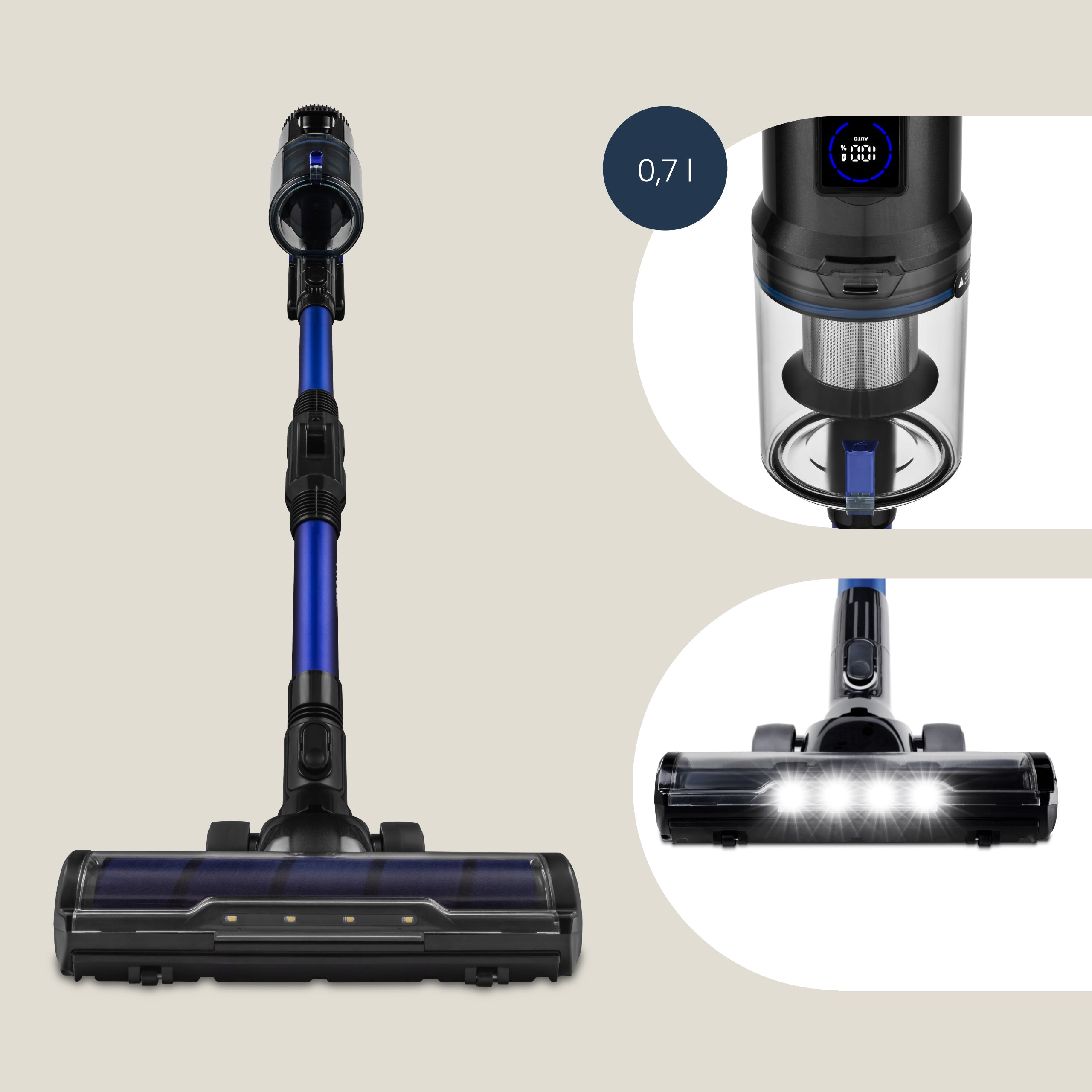 VERTICAL VACUUM CLEANER WIRELESS HANDHELD BAGLESS UP TO 60min ELECTROBRUSH Model Zonder Klaar