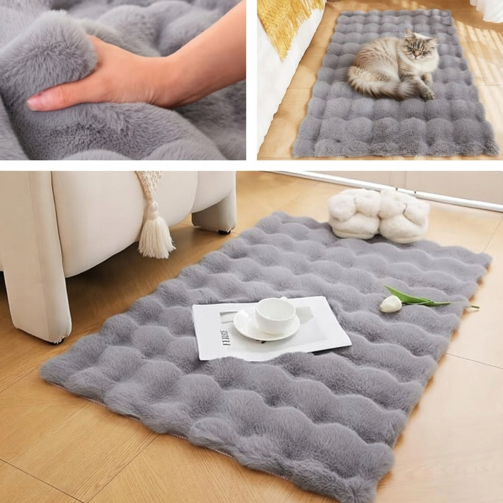 VERY SOFT BUBBLE RUG FAUX FUR 90X60 GREY GRAPHITE Length 90 cm