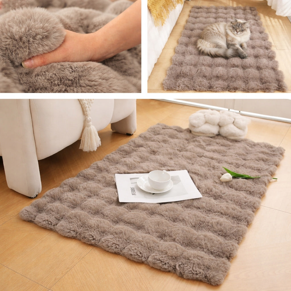 VERY SOFT BUBBLE RUG FAUX FUR 90X60 GREY Length 90 cm