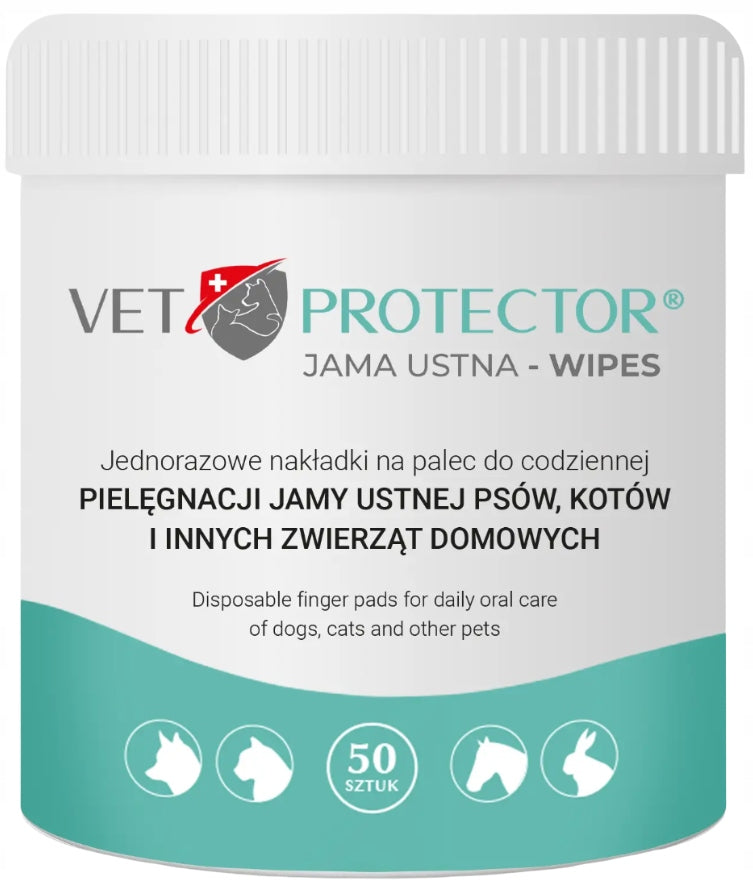 VET PROTECTOR Mouth Wipes Finger Pads for Cleaning 50 Pieces Brand JM Sante Pharma