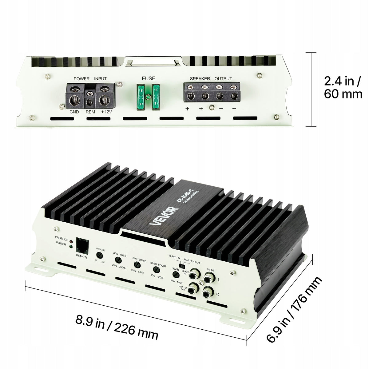 VEVOR Car Amplifier 400W Monoblock Class D Cooling And Protection Model CB-400D-C