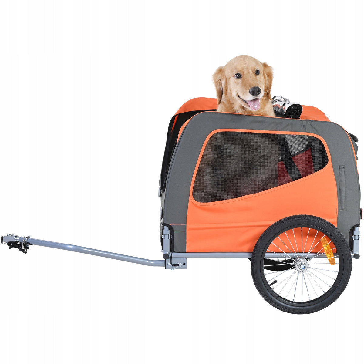 VEVOR Dog Bike Trailer 66lbs Folding Orange/Gray with Wheels Coupler