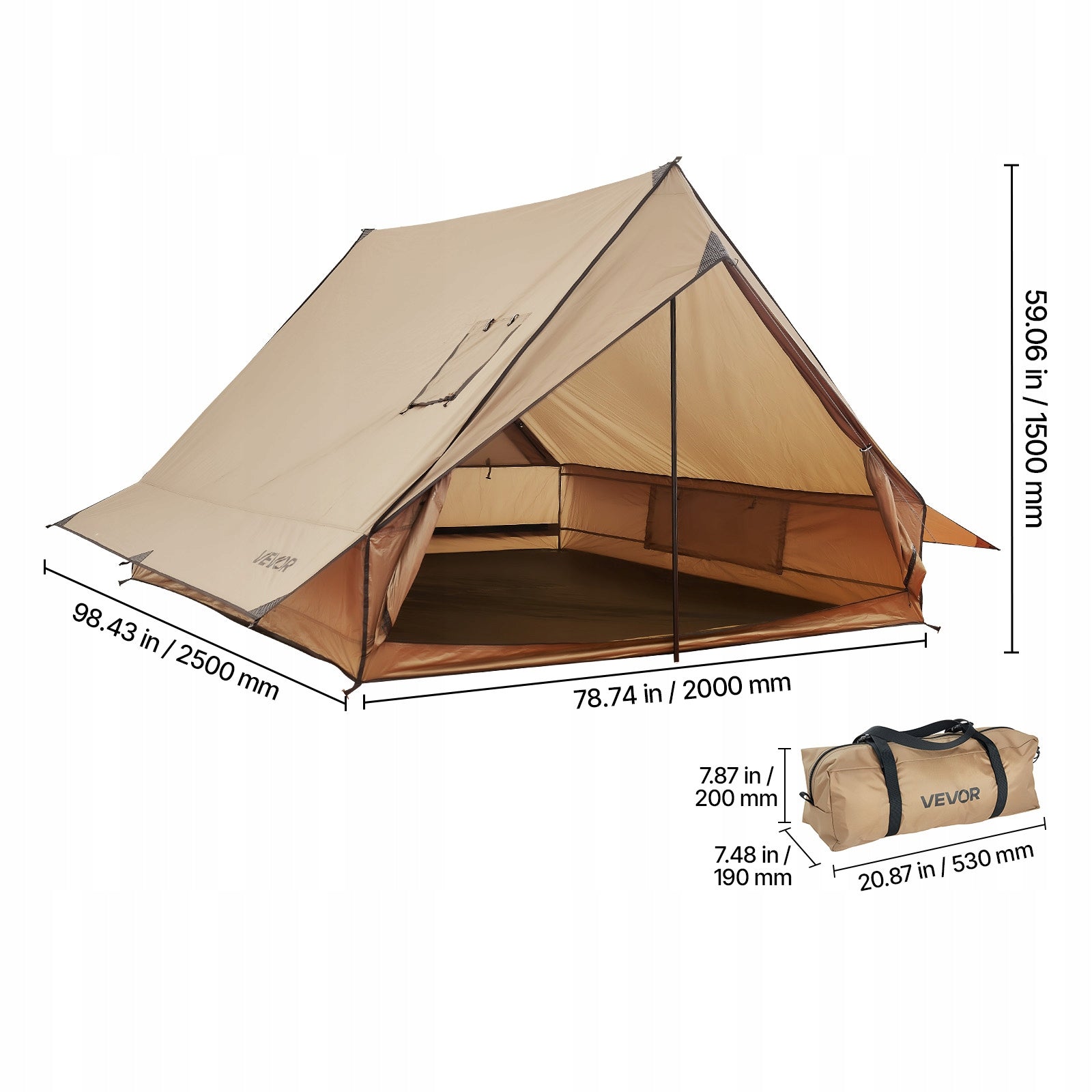 VEVOR Double Camping Tent with Stove Connection and Poles Manufacturer code RZPWXDGCGCC