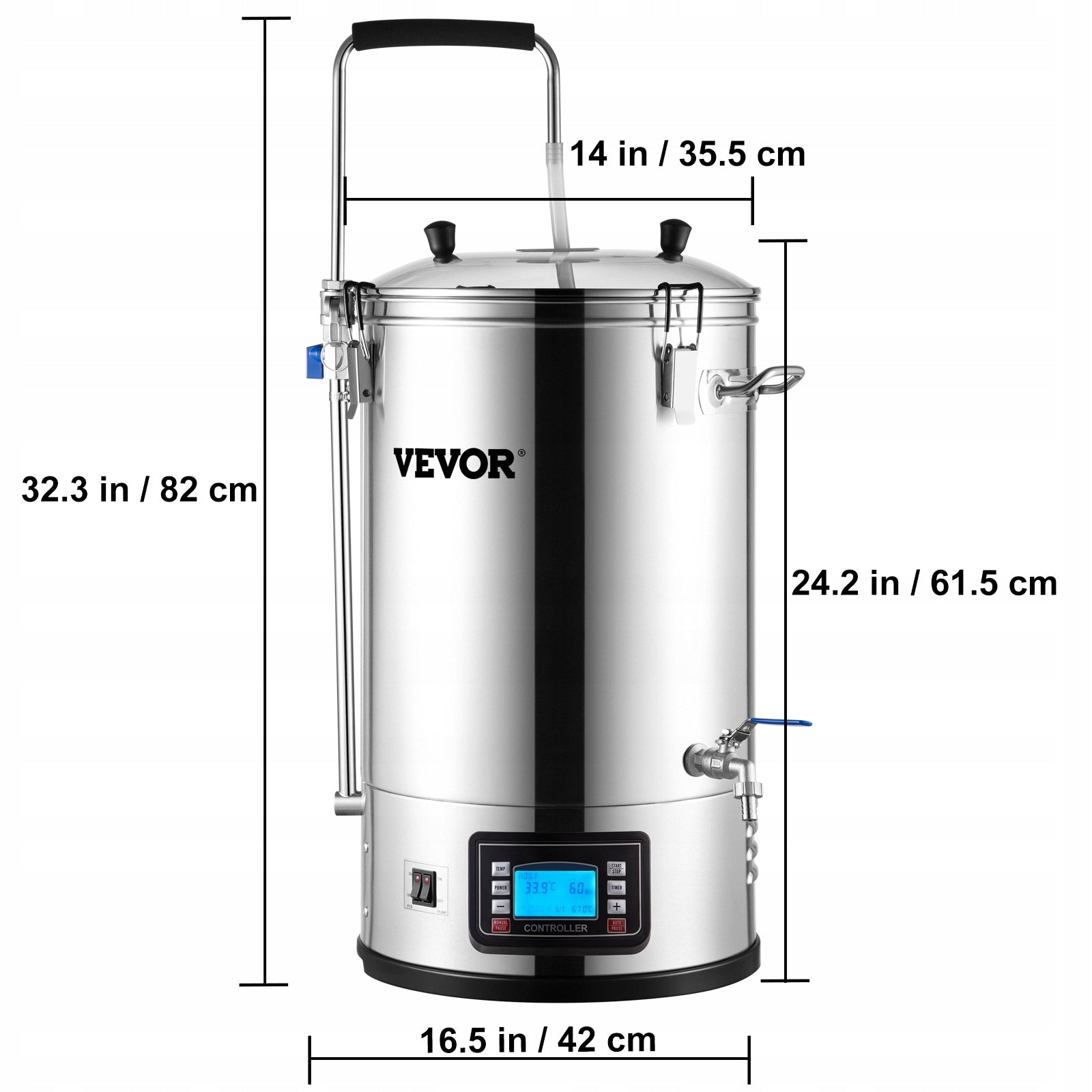 VEVOR Electric Beer Brewing Machine Stainless Steel 30L 100-2500W Manufacturer code PJNJQBXGO220V