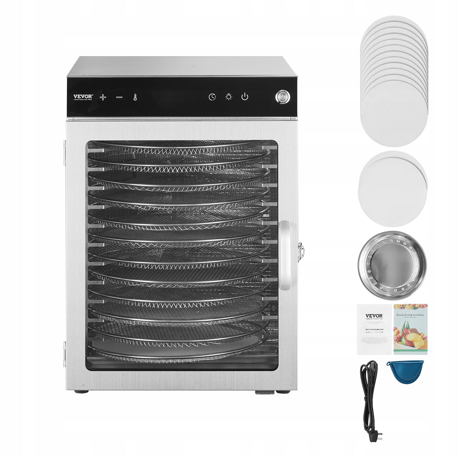 VEVOR Food Dryer 800W 45,5L 12 Stainless Steel Trays Round Brand Vevor