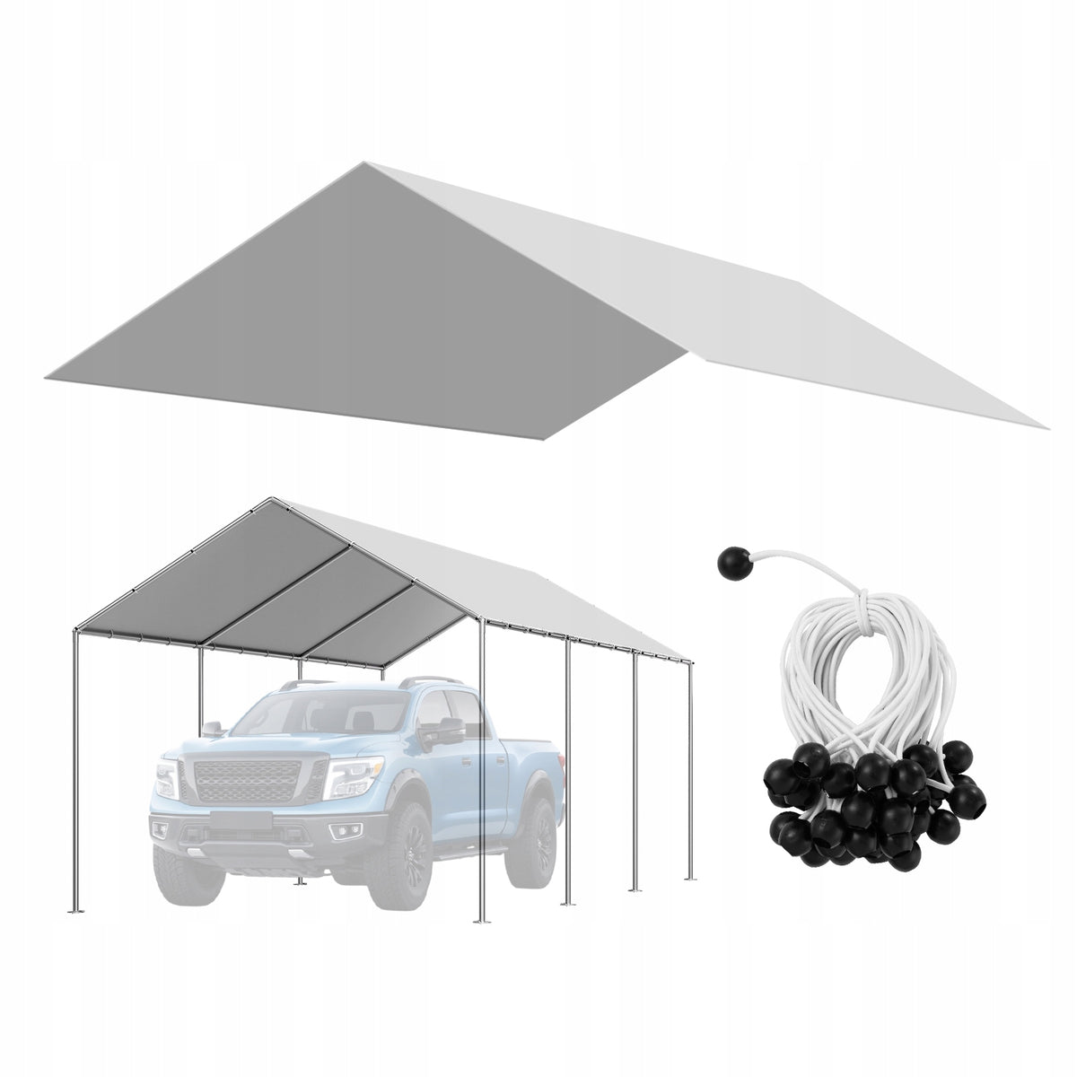 VEVOR Garage Tent 304x600CM Portable Car Seat Cover Grey Length 6 m