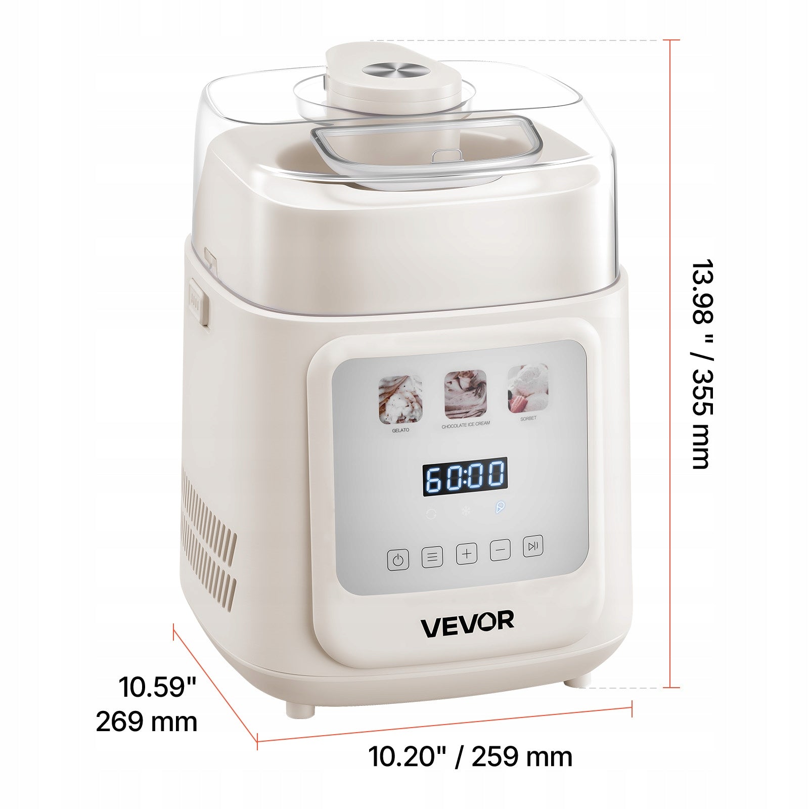VEVOR Ice Cream Machine 0.94L Automatic 4in1 With Built-in Compressor Brand Vevor