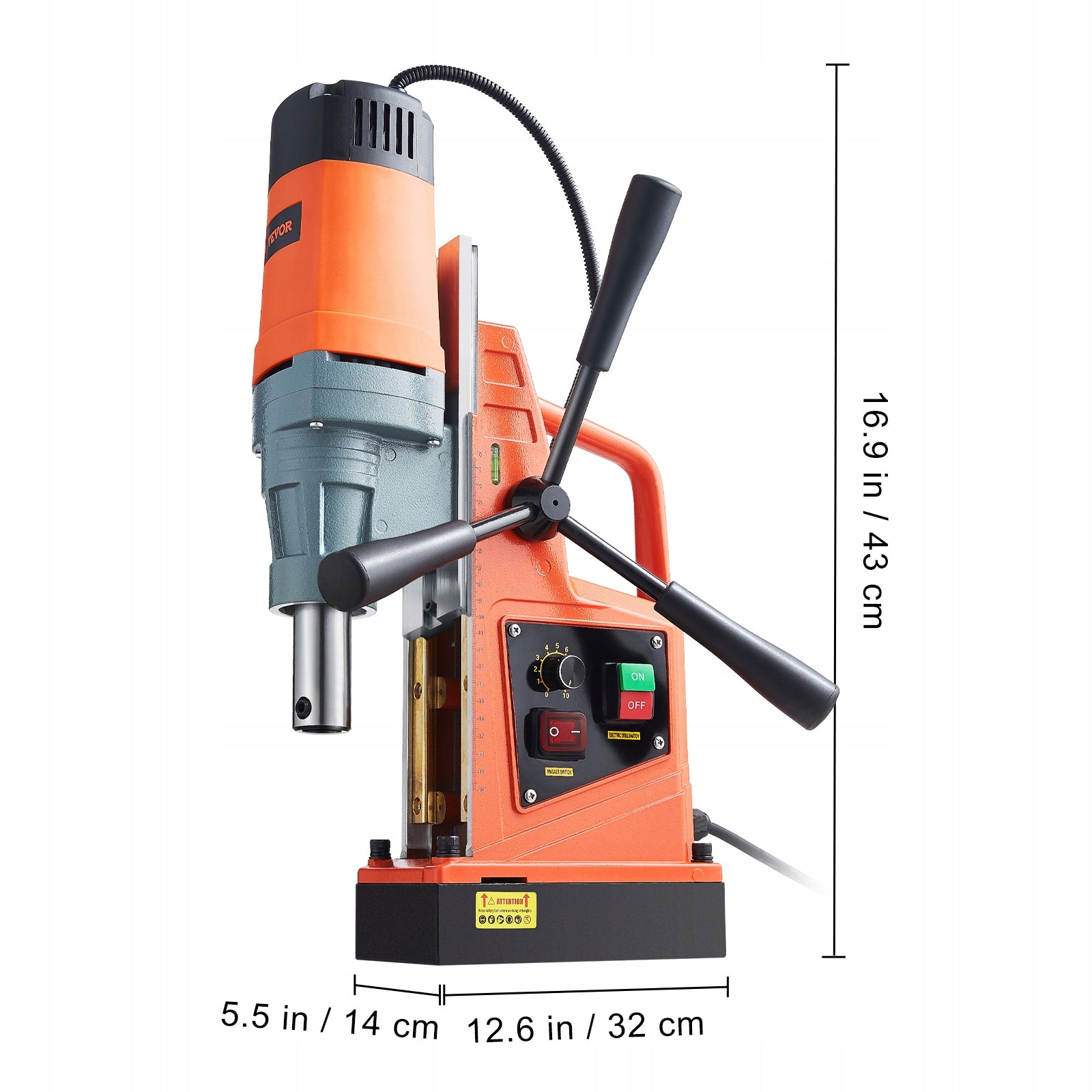 VEVOR Magnetic Drill 1550W 2922lbf/13000N Portable Mag Drill Press 500RPM Brand Vevor