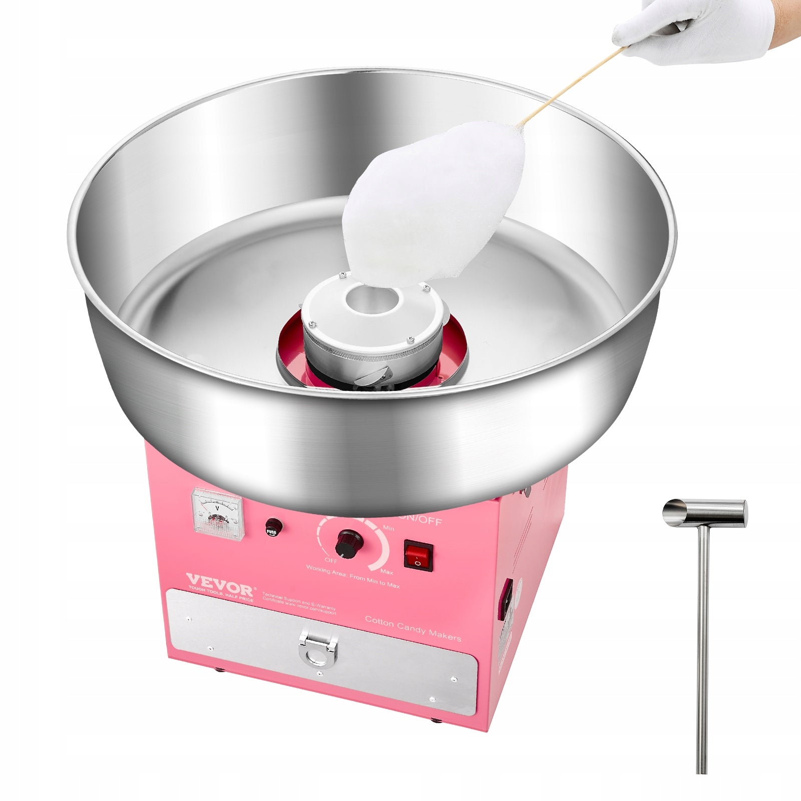 VEVOR Maszyna Do Waty Cukrowej 1000W 52CM Różowa Z Kontrola Temperatury Manufacturer code ElectricCottonCandyMachine