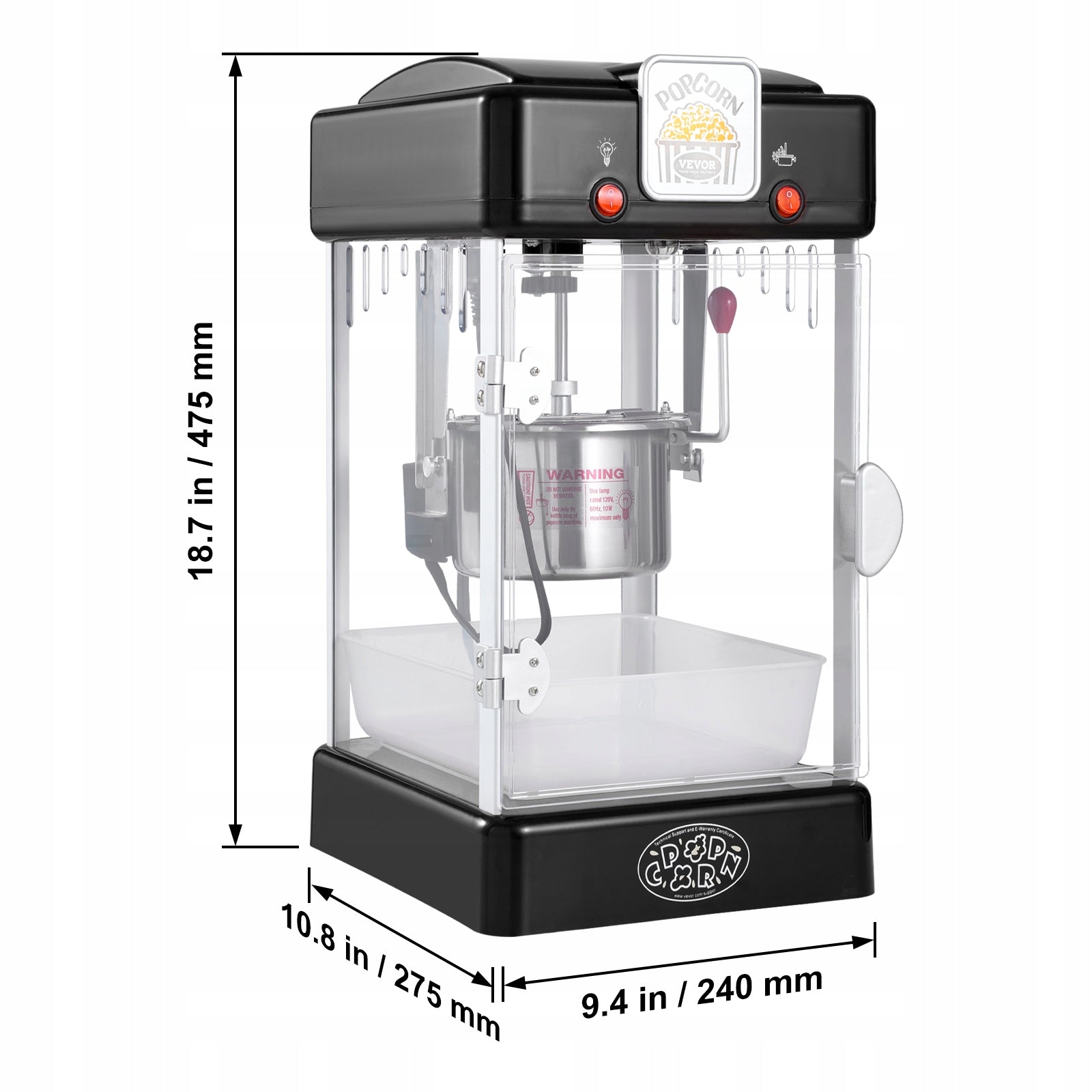 VEVOR Popcorn Machine 2,5OZ 300W With Magnetic Door Closure Brand Vevor