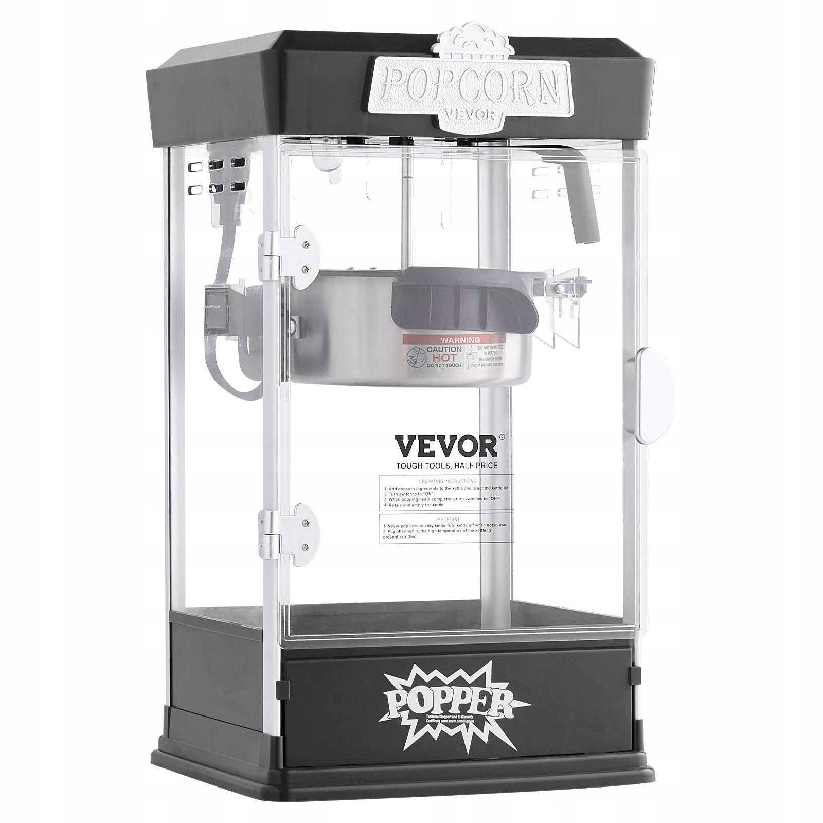 VEVOR Popcorn Machine 4OZ 480W Table With 3 Knobs Cinematic Style Black Brand Vevor