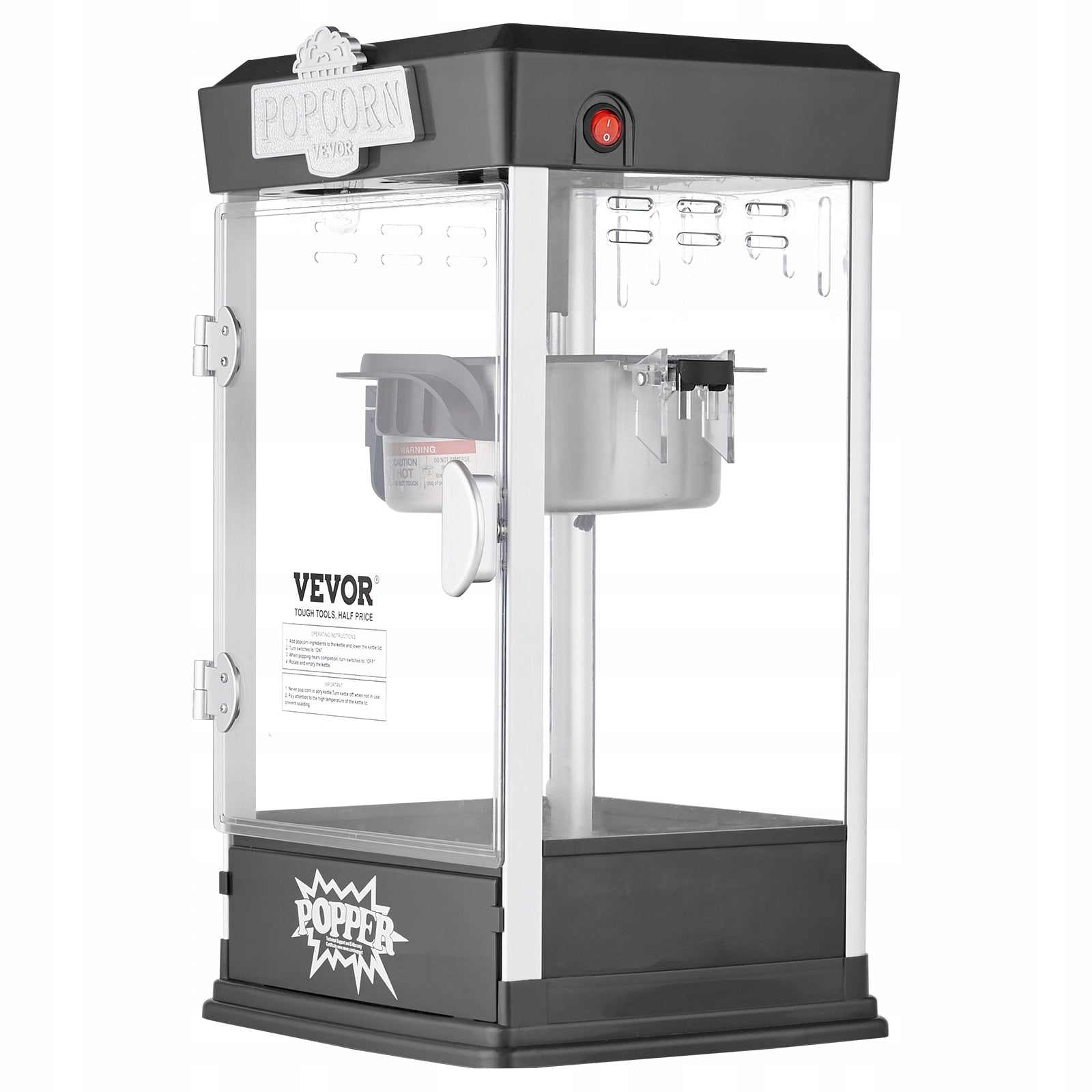 VEVOR Popcorn Machine 4OZ 480W Table With 3 Knobs Cinematic Style Black