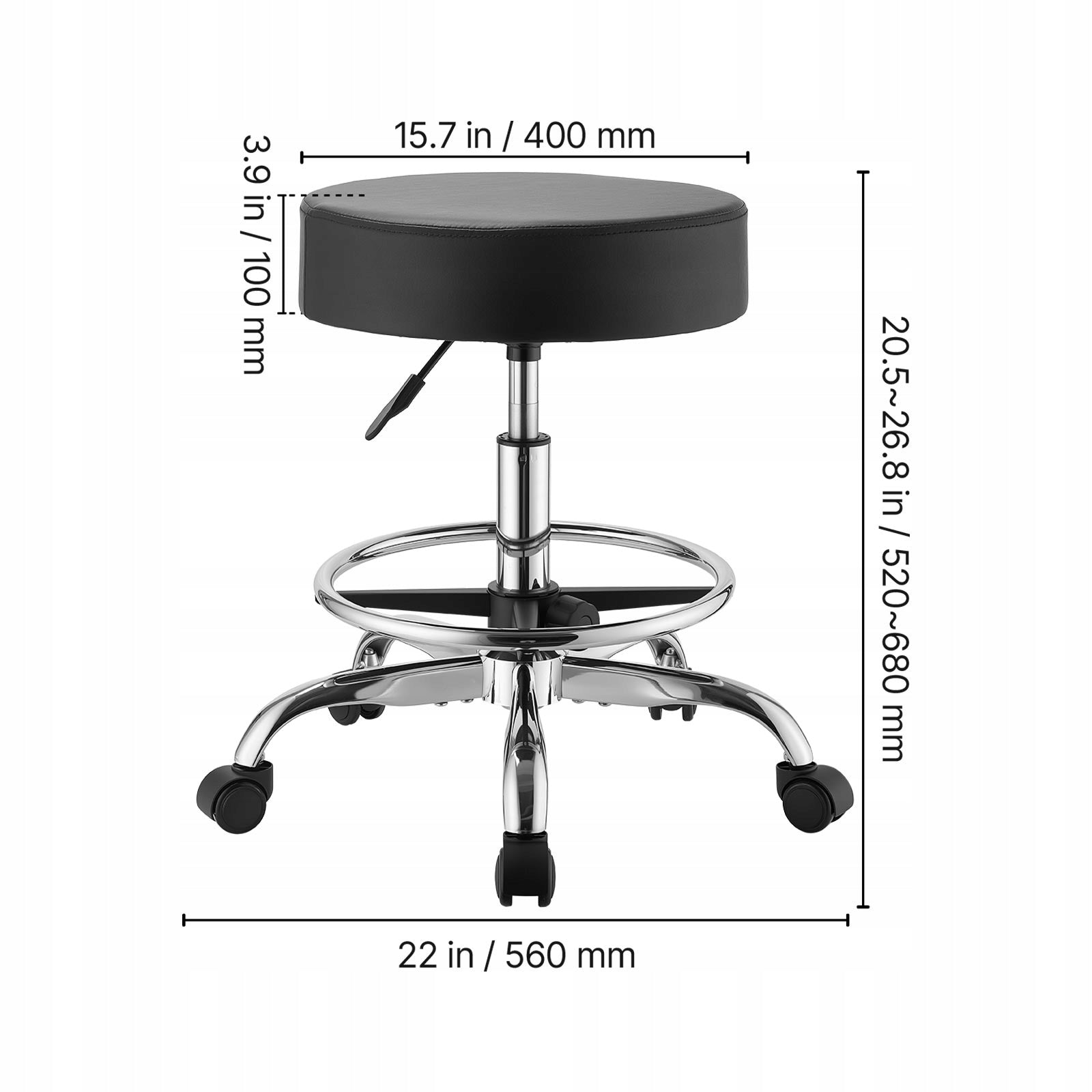 VEVOR Stool On Wheels Swivel Height Adjustable Easy Cleaning Manufacturer code YDPULYXJSCZKLF7
