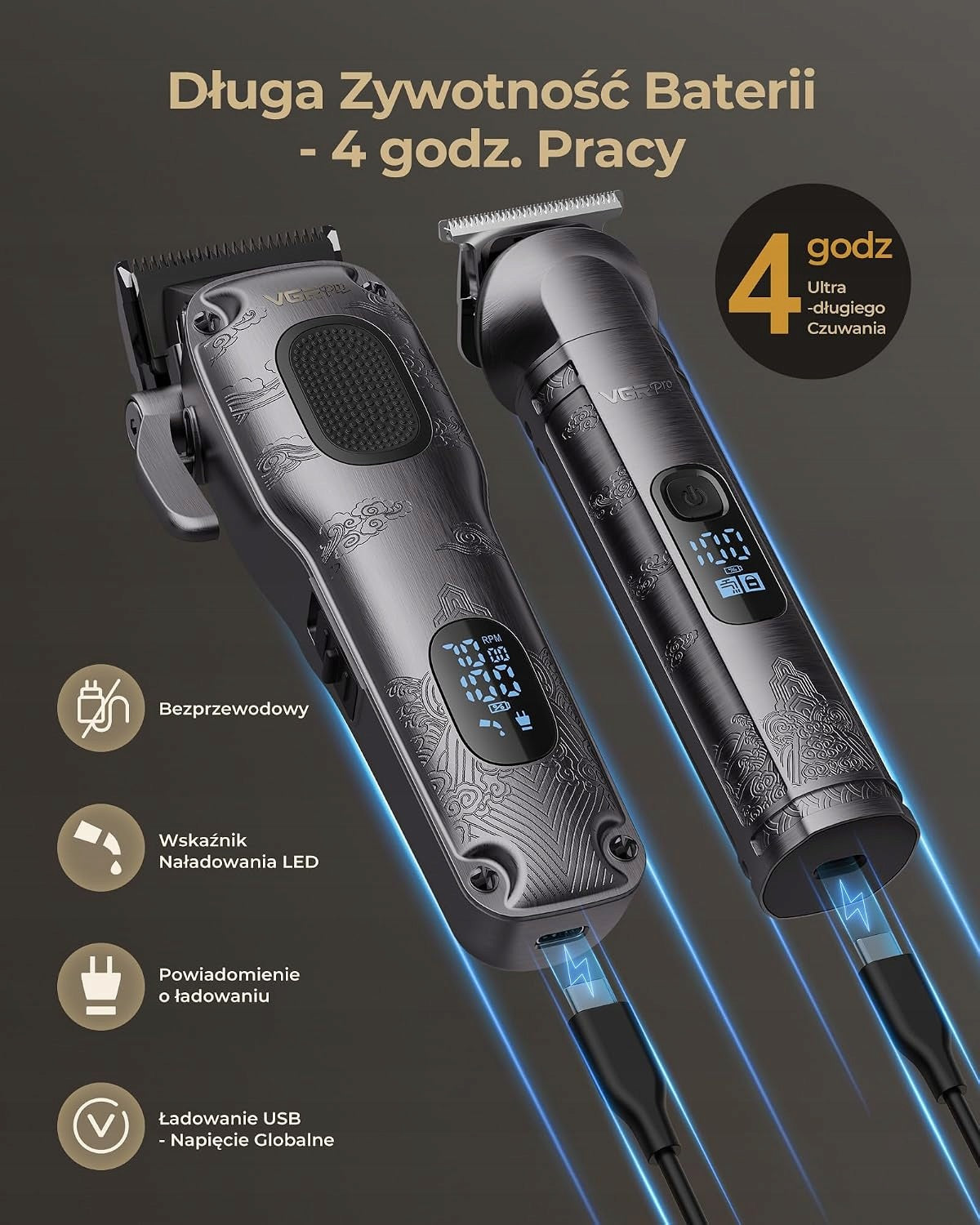VGRPRO Set Hair Clipper for Men and Trimmer EVA Case Manufacturer code 6918309609319
