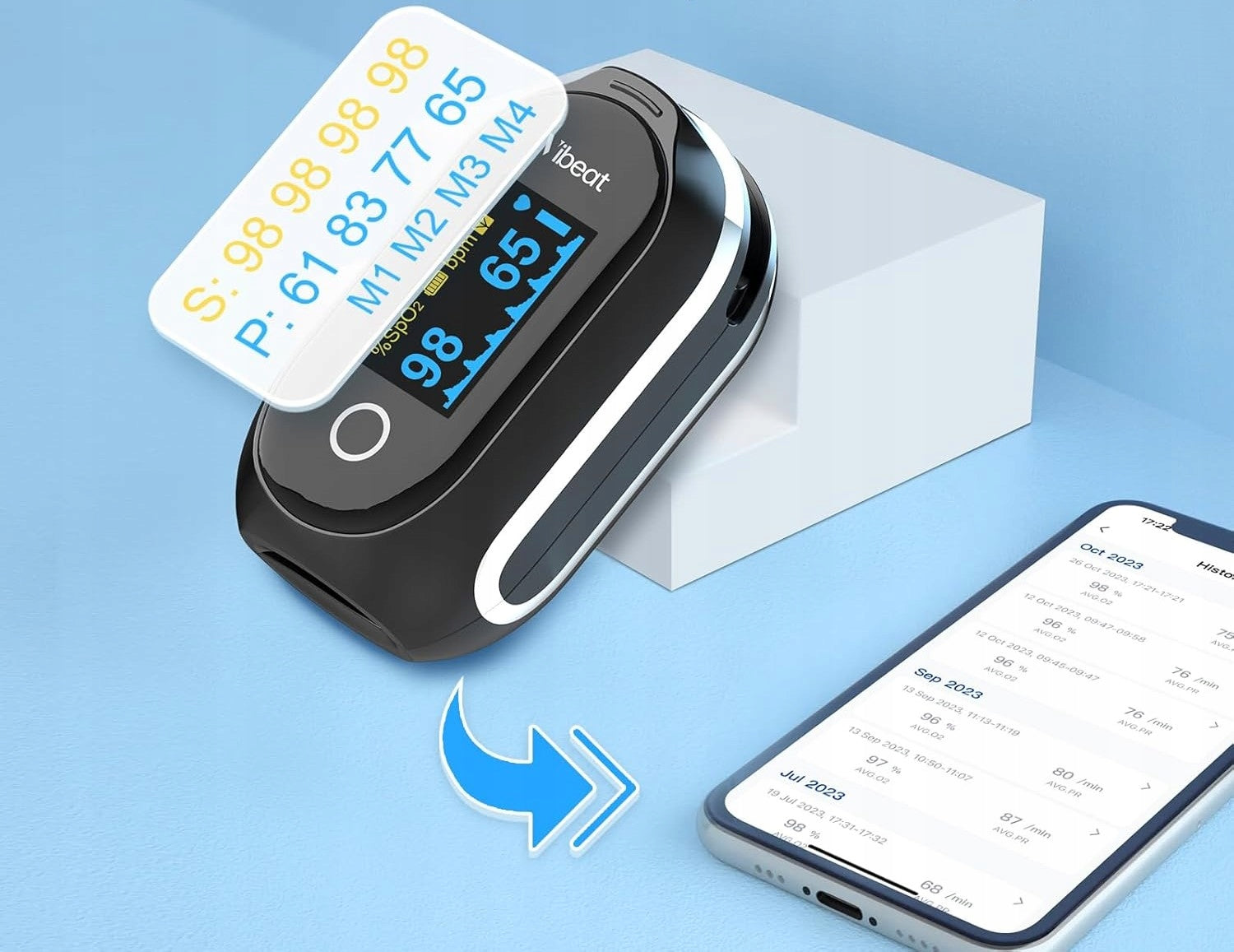 VIBET pulse oximeter on finger for sleep Bluetooth data recording long work Brand no brand