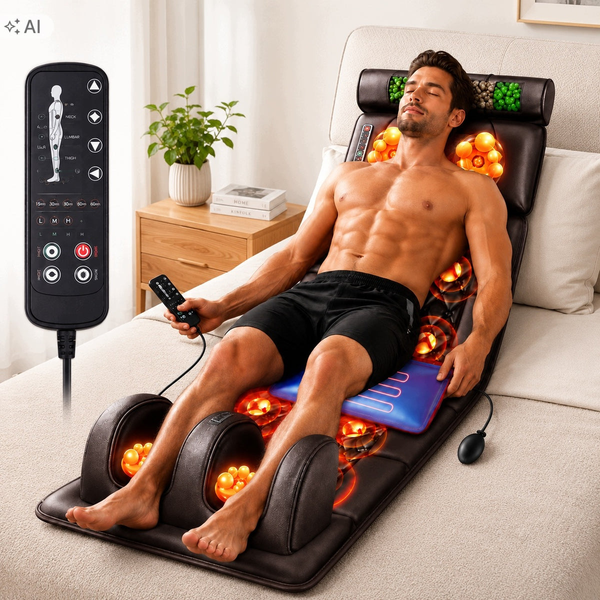 VIBRATION MASSAGE MAT FOR ELECTRIC MASSAGE BED WITH REMOTE CONTROL XXL Medical device no