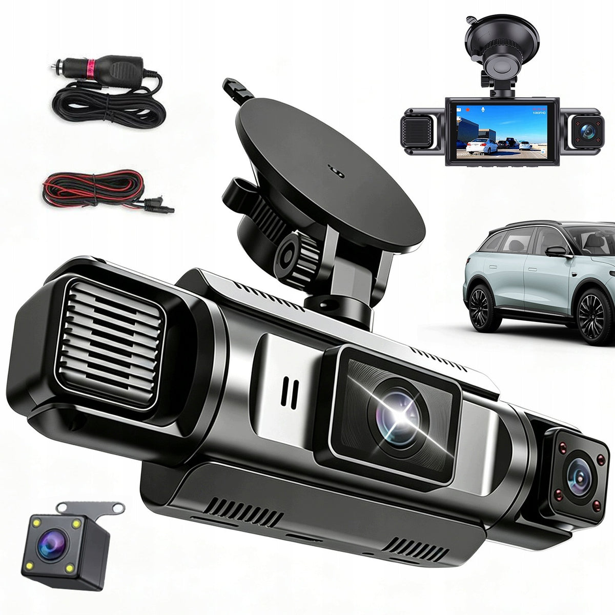 VIDEO RECORDER CAR CAMERA 4 CHANNELS 1080P 170 DEGREE 8 LED FOR NIGHT