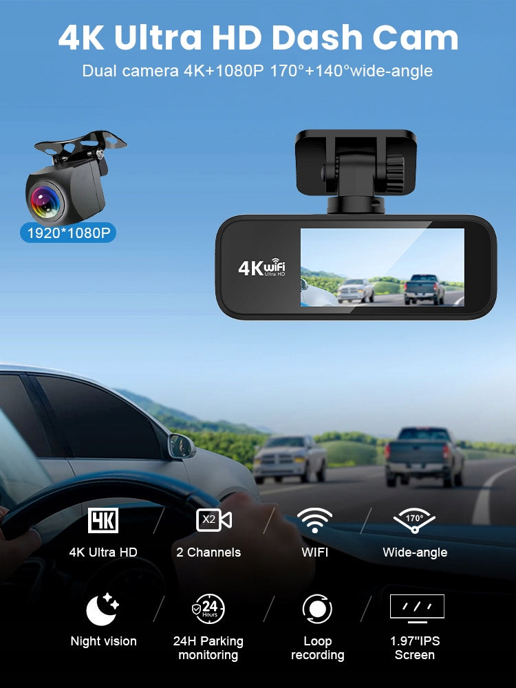 VIDEO RECORDER DASH CAM + 4K GPS WiFi HDR RECORDER PRO REAR Manufacturer code REJESTRATOR JAZDY ULTRA HD CAM DASH