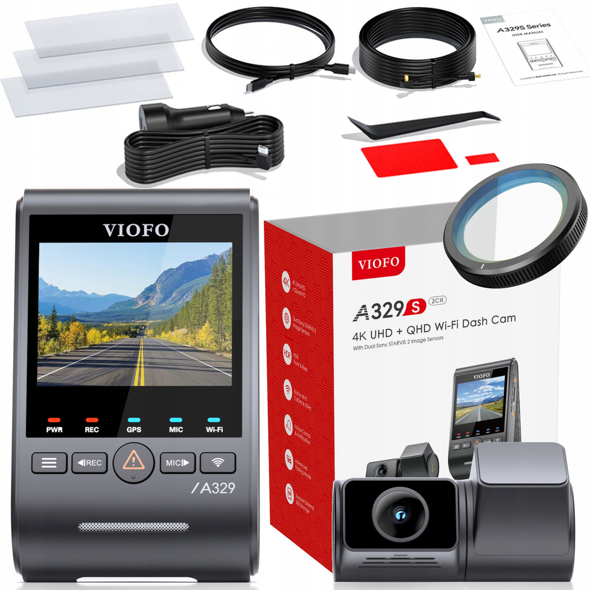 VIDEO RECORDER DASH CAM VIOFO A329S 2CH 4K HDR GPS WIFI