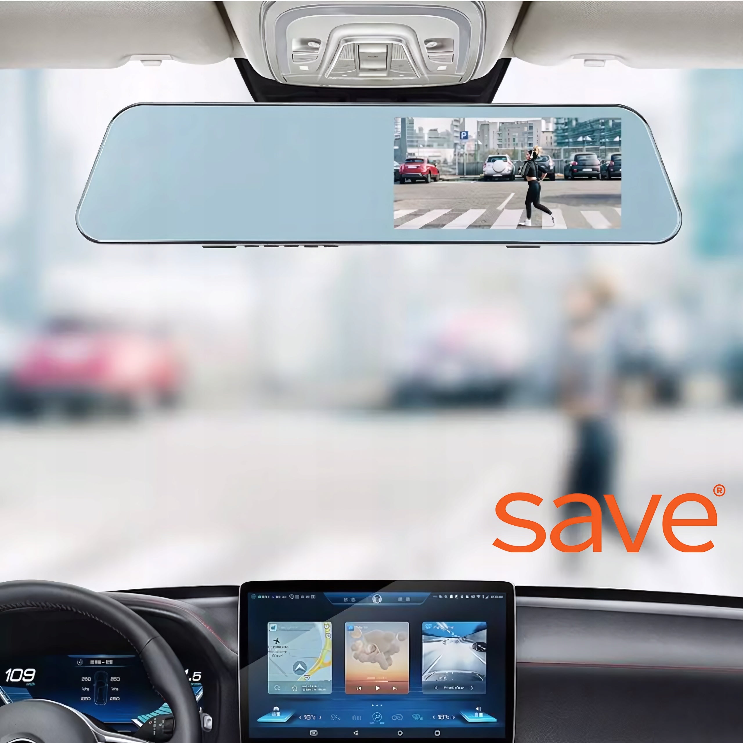VIDEO RECORDER IN MIRROR CAR CAMERA REVERSING DRIVING RECORDER Brand Save