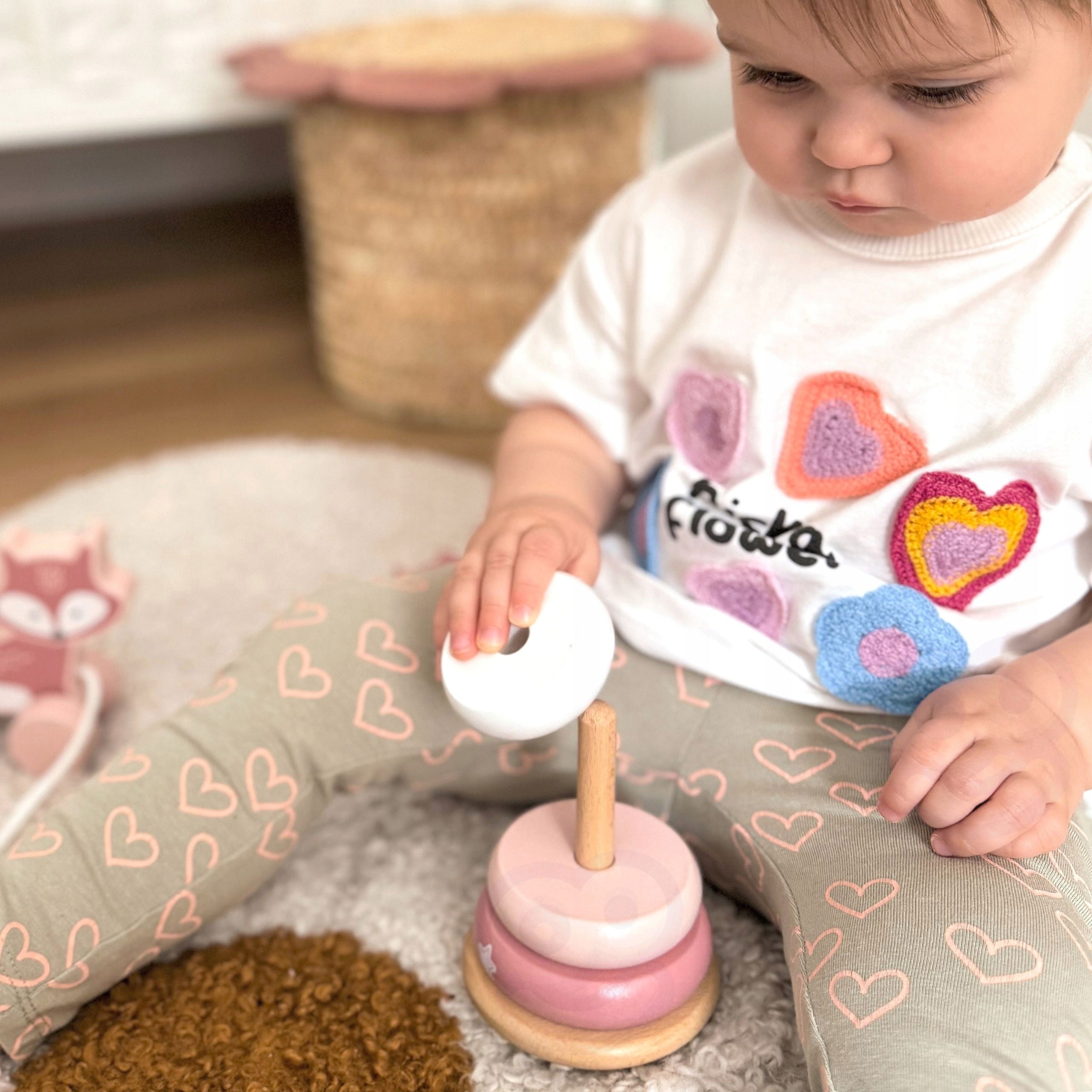 VIGA PolarB Set of Foxes Wooden Pyramid + Pulling Fox Kid's age 18+ months