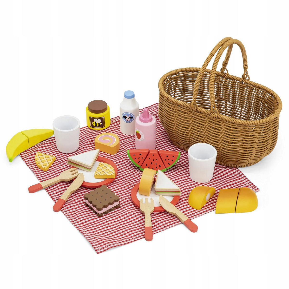 VIGA Wooden Picnic Set 30 el. BASKET for children blanket ACCESSORIES Manufacturer code 44676