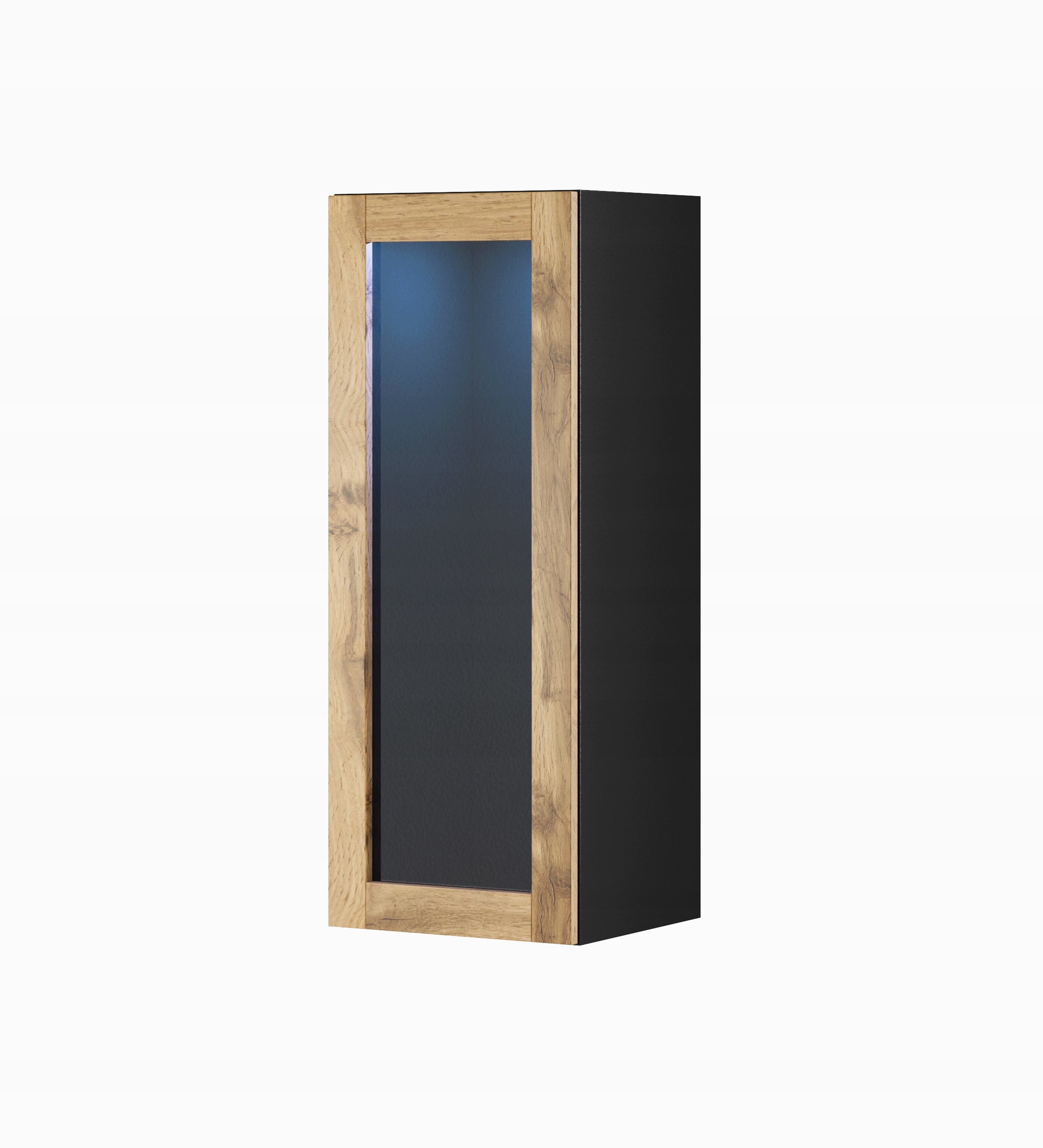 VIGO 90 display cabinet, black glass/wotan oak - Cama Meble