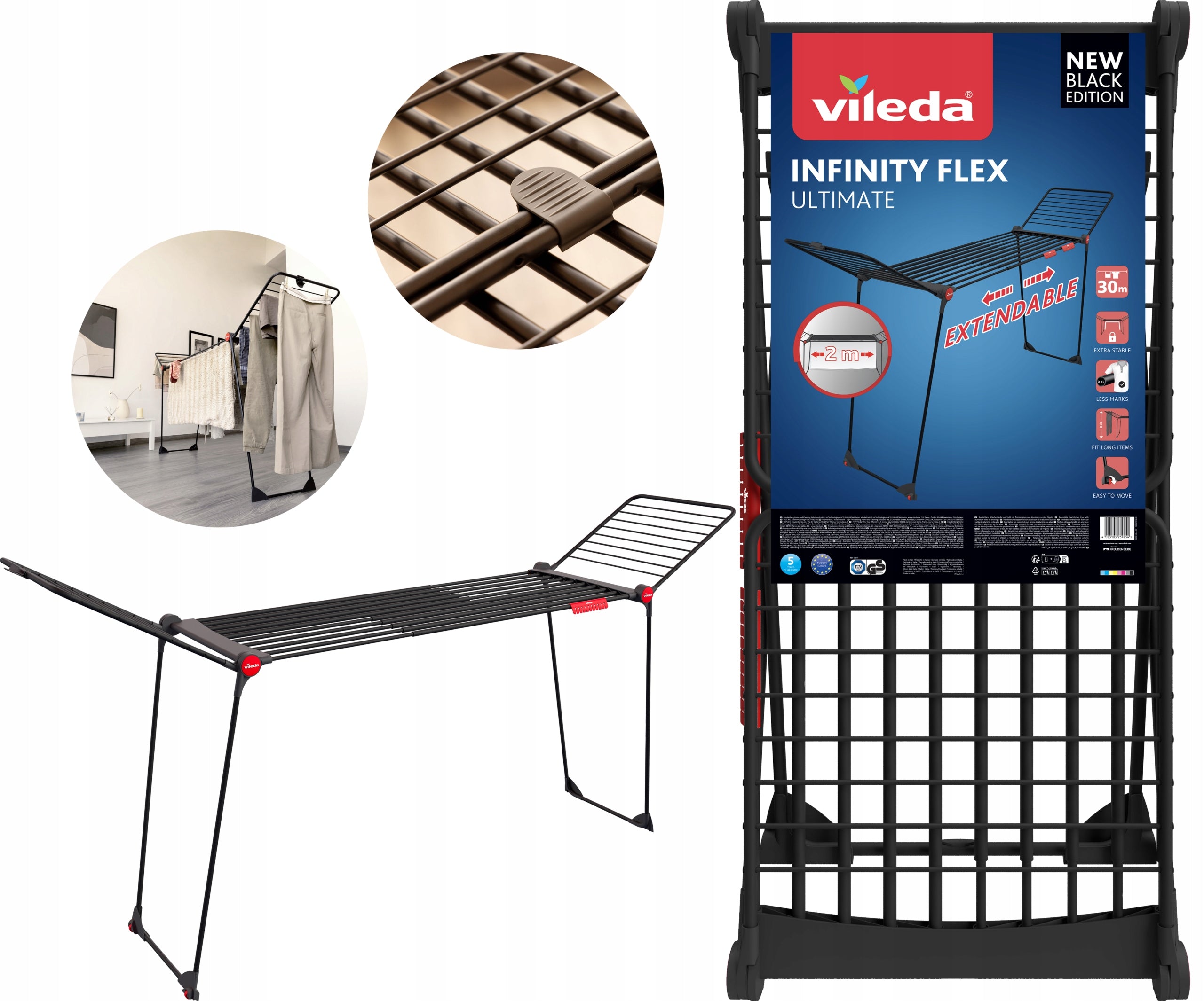 VILEDA INFINITY FLEX ULTIMATE BLACK FOR HOME LAUNDRY XXL Packaging status original
