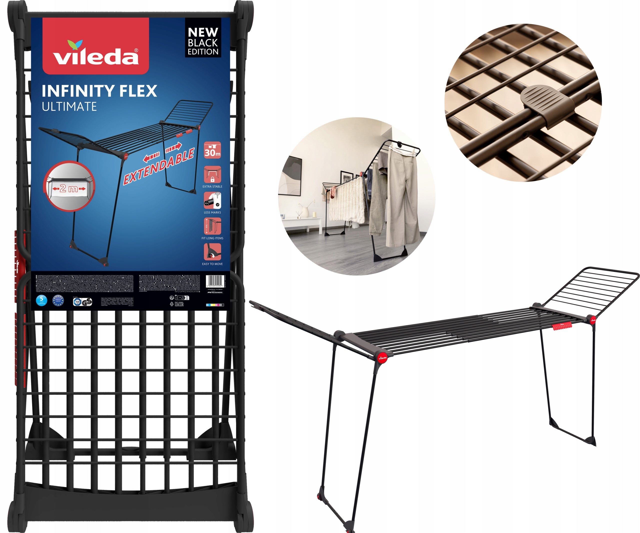 VILEDA INFINITY FLEX ULTIMATE BLACK FOR HOME LAUNDRY XXL