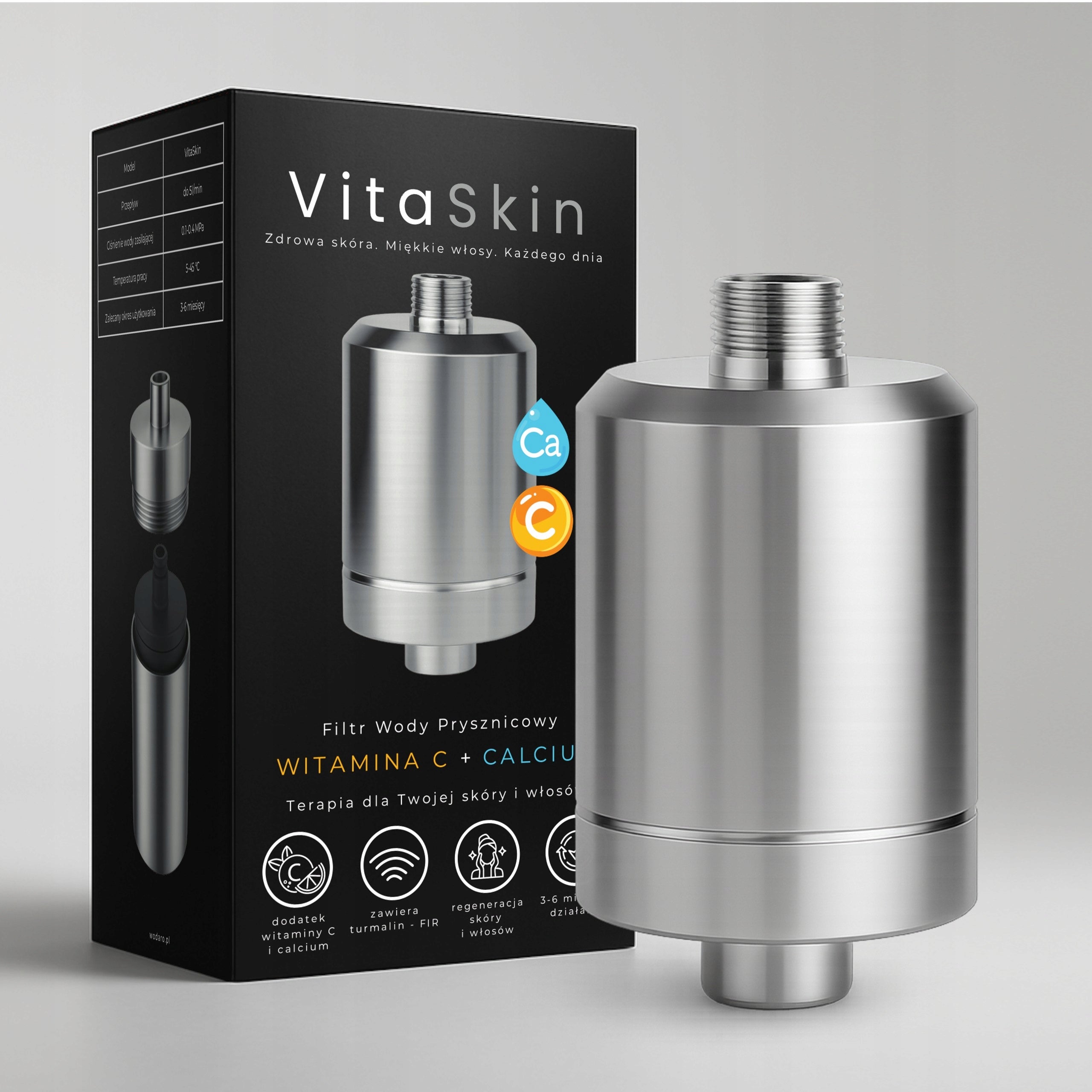 VITASKIN 7in1 Shower Water Filter KDF Hair + Leather Packaging status original