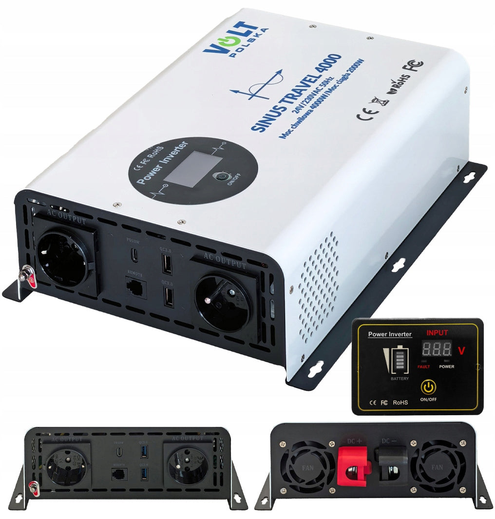 VOLT POLSKA SINUS TRAVEL 4000 LCD 24V/230V VOLTAGE CONVERTER + REMOTE CONTROL