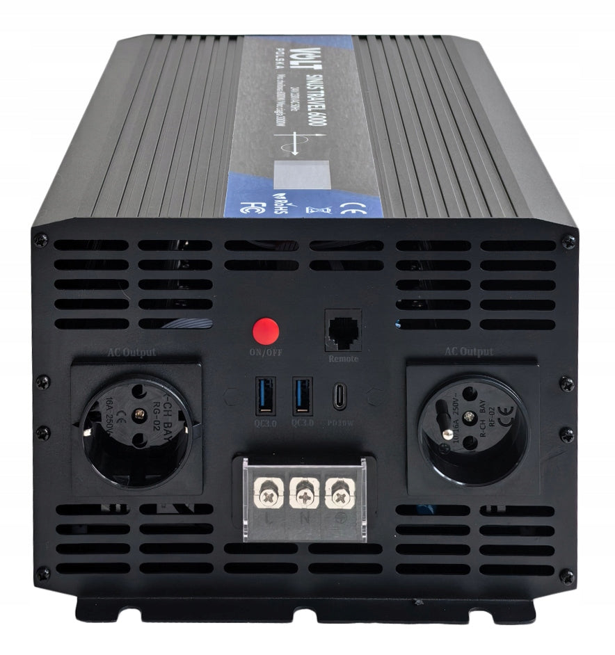 VOLT POLSKA SINUS TRAVEL 6000 LCD 24V/230V VOLTAGE CONVERTER + REMOTE CONTROL