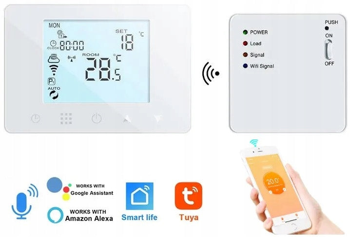 VOLTAGE-FREE BOILER CONTROLLER WITH WiFi ROOM THERMOSTAT IN APP TUYA