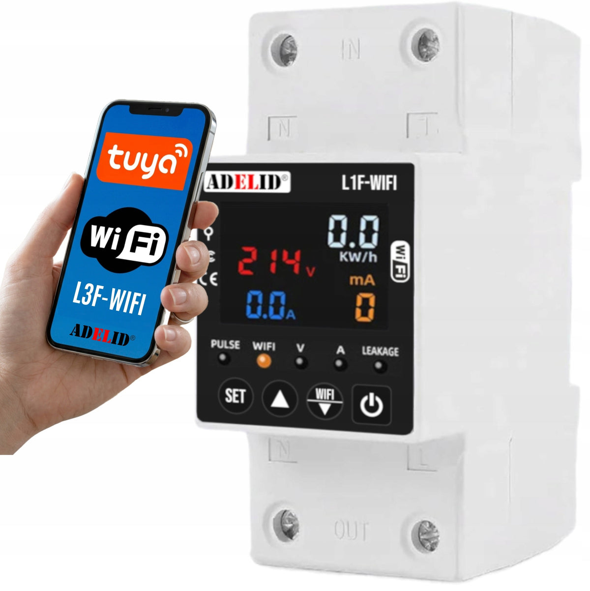 VOLTAGE POWER CURRENT METER 1 PHASE WiFi TUYA SMART FOR DIN RAIL