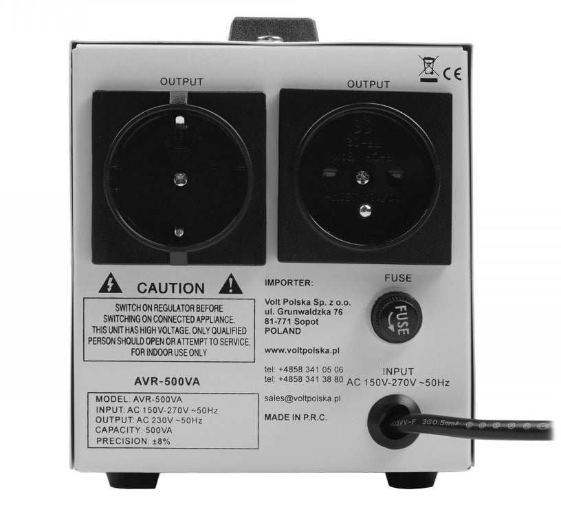VOLTAGE STABILIZER AVR 500 8% PRECISION FOR AGGREGATE PHOTOVOLTAIC FURNACE CO Brand Volt Polska
