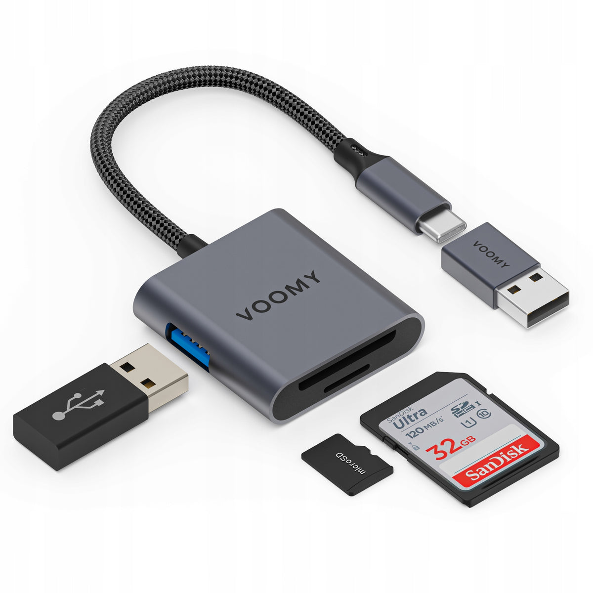 VOOMY Connect H10 – 3-in-1 SD Card Reader (SD/microSD) + USB-A 2.0 480Mbps