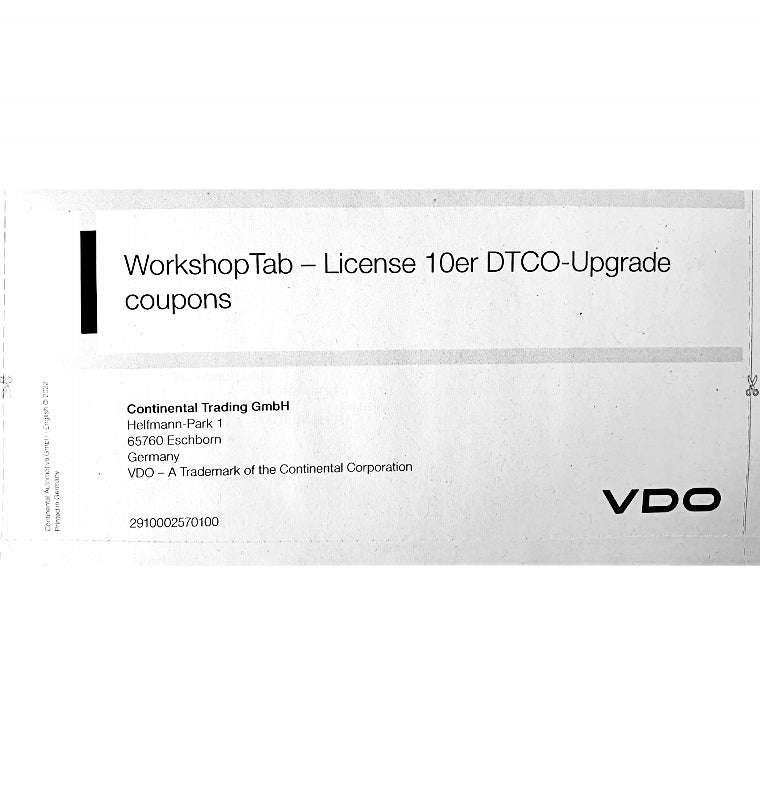 VOUCHER VDO 2910002570100 UPDATE TACHO 4.1B - 10 LICENSES