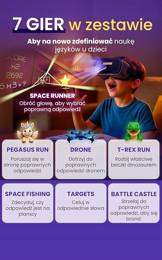 VR GOGGLES FOR CHILDREN 6-12 YEARS LEARNING 6 EDUCATIONAL LANGUAGES FOR CHILDREN GIFT Manufacturer code GOGLE VR DLA DZIECI 5-12 LAT NAUKA 6 JĘZYKÓW