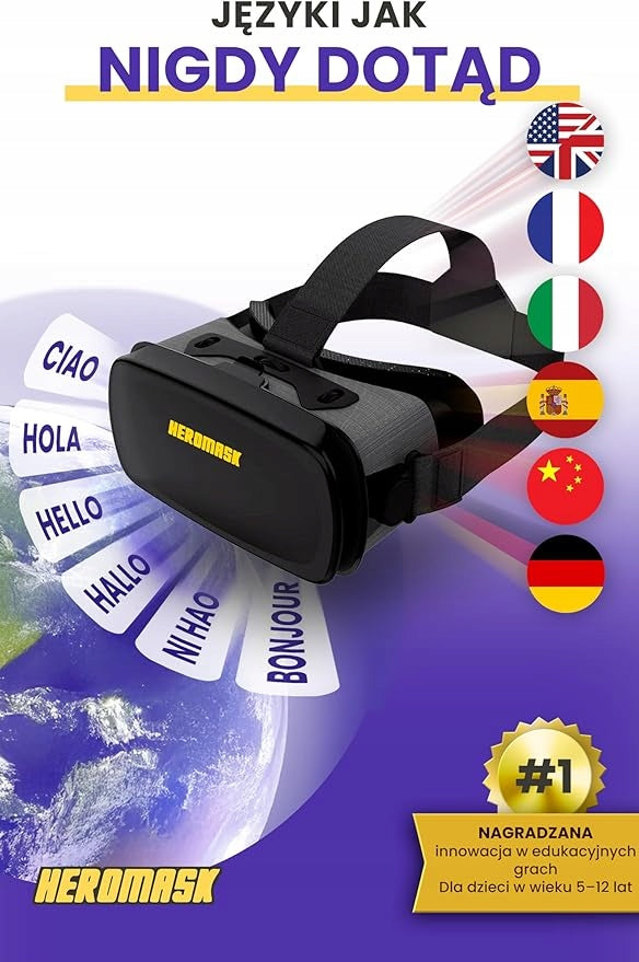 VR GOGGLES FOR CHILDREN 6-12 YEARS LEARNING 6 EDUCATIONAL LANGUAGES FOR CHILDREN GIFT Packaging status original