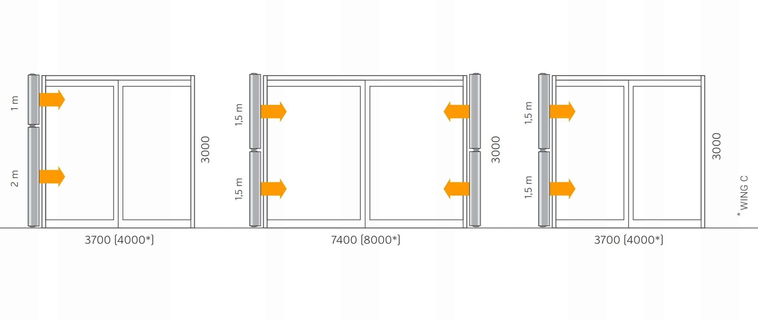 VTS Electric air curtain+water exchanger WING II E150AC|1428010254 Product width 158.2 cm